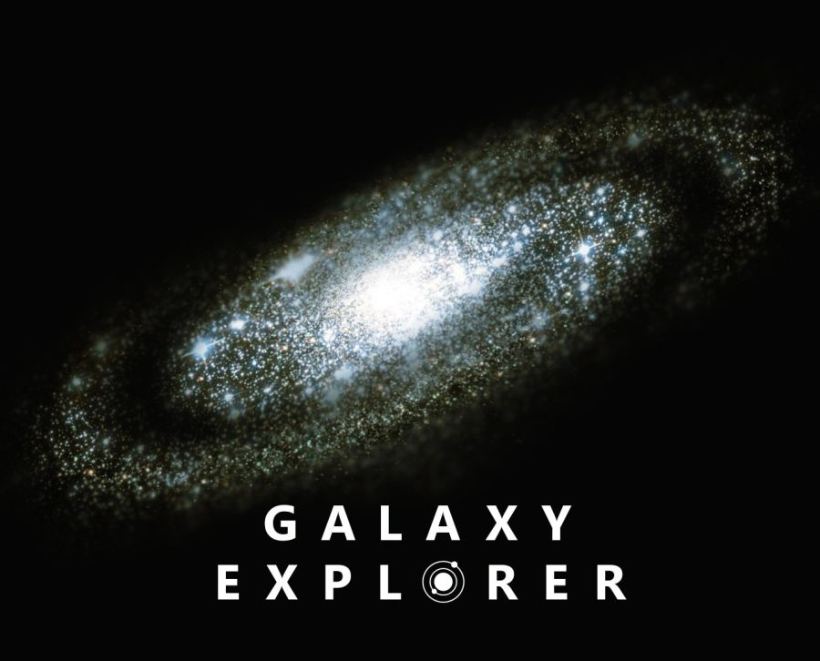 A spiral galaxy rendered in holographic light